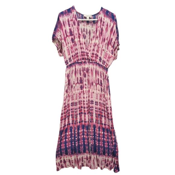 2X Forever 21 Pink Purple Toe Dye Maxi Dress Split Front Rayon - Picture 8 of 8